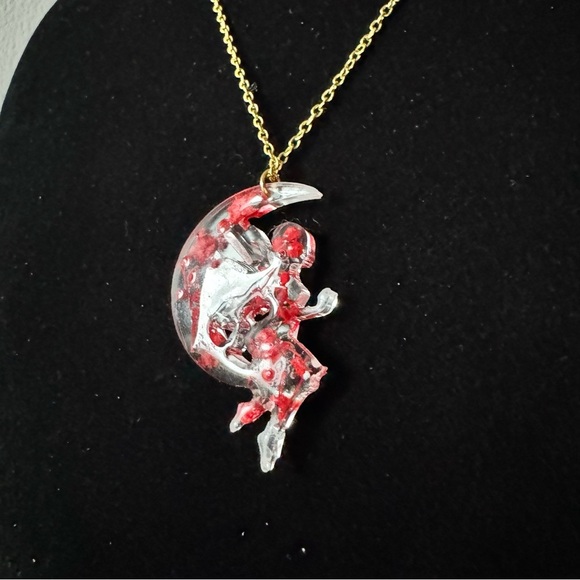 ⚜️3 for $30⚜️ Handmade Resin Fairy Moon Pendant Good Necklace Dried Flower Angel - Picture 7 of 9